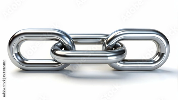 Obraz 3d Flat icon as Chain and a link symbolizing connection and strength with ample space for text. concept as A chain and a single link representing the fundamentals of connection and strength with room 