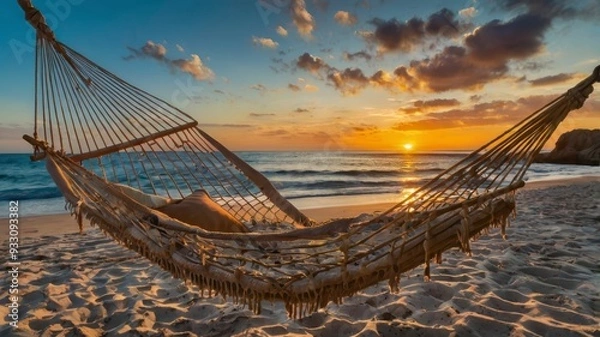 Obraz  Cozy hammock ocean sunset 