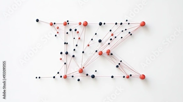 Obraz A sleek, modern "K" composed of tech-inspired lines and nodes, symbolizing progress and connectivity, displayed on a plain white background.