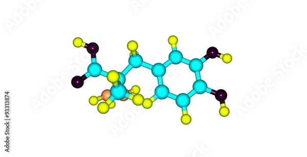 Obraz Carbidopa molecular structure isolated on white