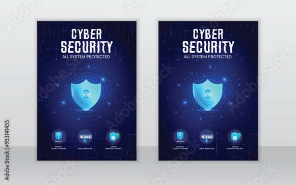 Obraz cyber security flyer design layout template,