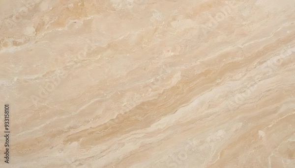 Fototapeta close-up of beige travertine marble featuring natural light brown veining and warm tones highlighted by natural lighting, warm and light brown stone slab, natural marble, vitrified tiles