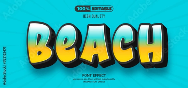 Obraz Beach text effect. Editable text effect.