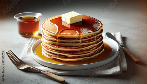 Obraz stack of pancakes with jam