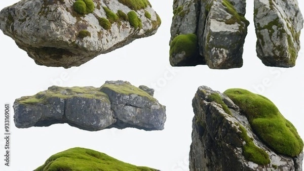 Obraz Moss-covered rocks , set