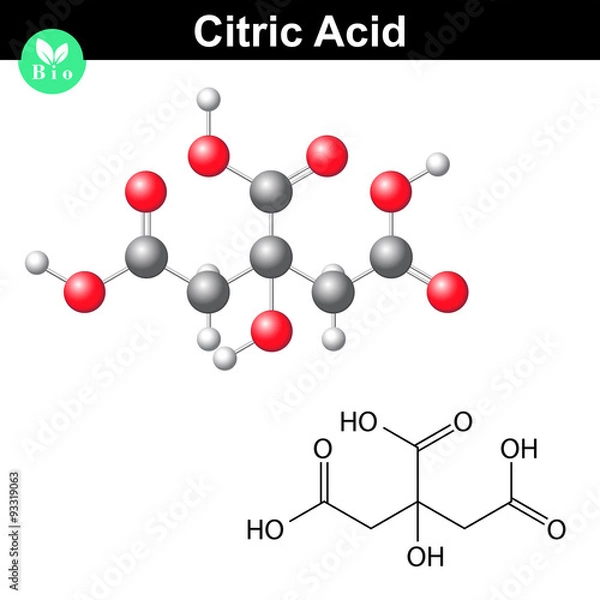 Fototapeta Citric acid molecule