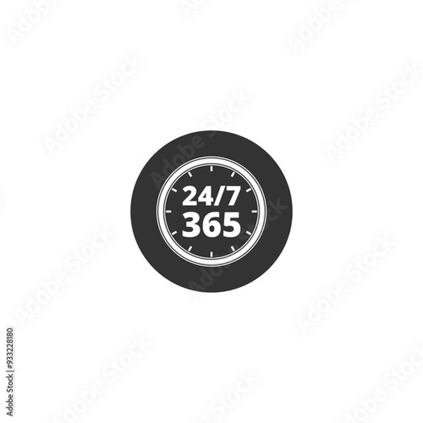 Fototapeta Protection shield, 24 hours 7 day icon isolated on transparent background