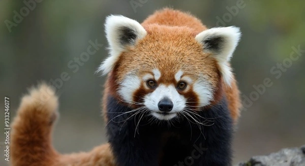 Obraz Cute animal wallpaper collection, Red panda close up, Endearing portrait highlights unique charm of this endangered species