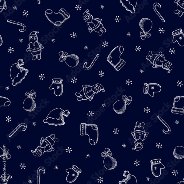 Fototapeta Christmas and New Year seamless vector pattern