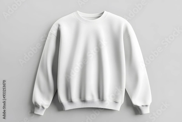 Fototapeta Mockup of white sweatshirt, blank pullover with a long sleeve, isolated on white background