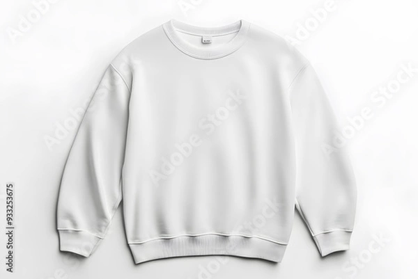 Fototapeta Mockup of white sweatshirt, blank pullover with a long sleeve, isolated on white background