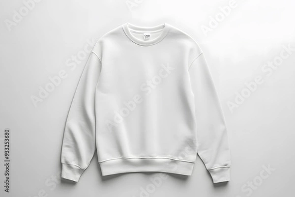 Fototapeta Mockup of white sweatshirt, blank pullover with a long sleeve, isolated on white background