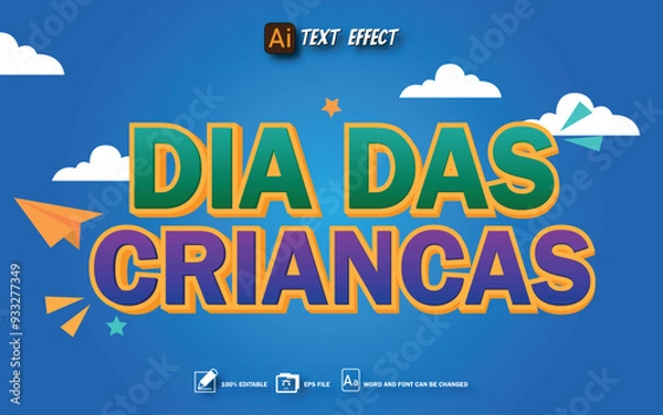 Obraz dia das criancas text effect