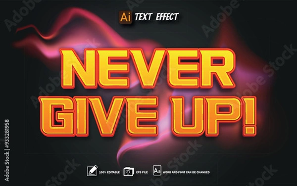 Obraz never give up text effect