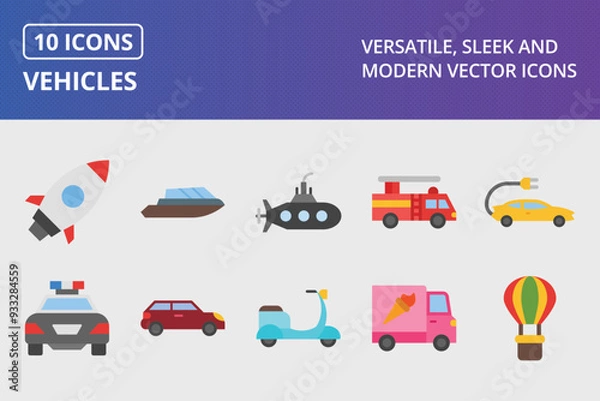 Obraz Vehicles Flat Icon Set