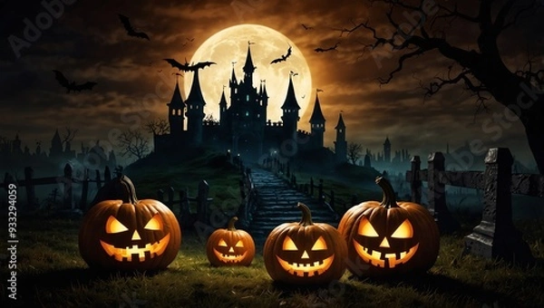 Obraz halloween background with pumpkin