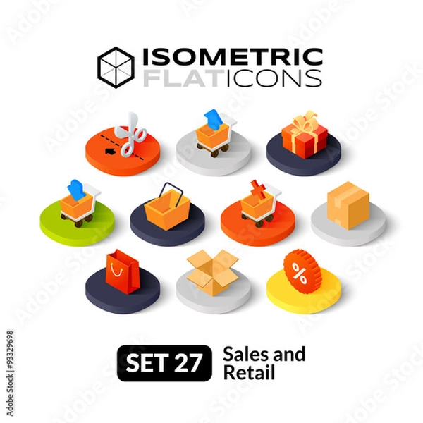 Fototapeta Isometric flat icons set 27