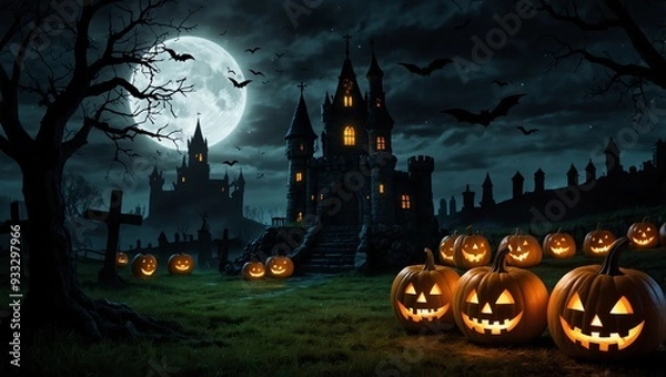 Obraz halloween background with pumpkin