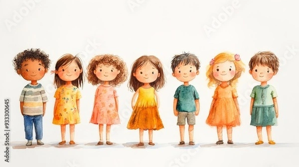 Fototapeta Joyful Gathering of Diverse Children in Spring