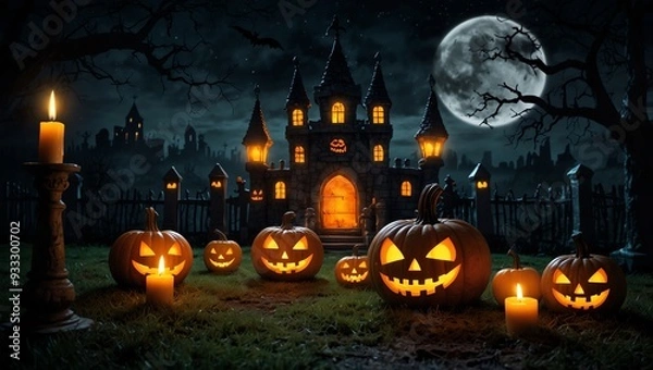 Obraz halloween background with pumpkins
