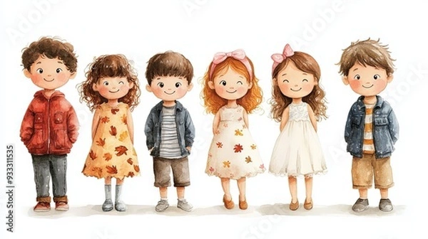 Fototapeta Joyful Gathering of Diverse Children in Spring