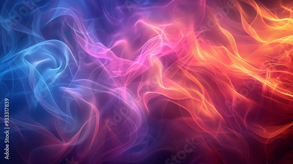 Fototapeta An abstract background with swirling neon light pattern