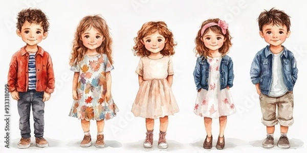 Fototapeta Joyful Gathering of Diverse Children in Spring