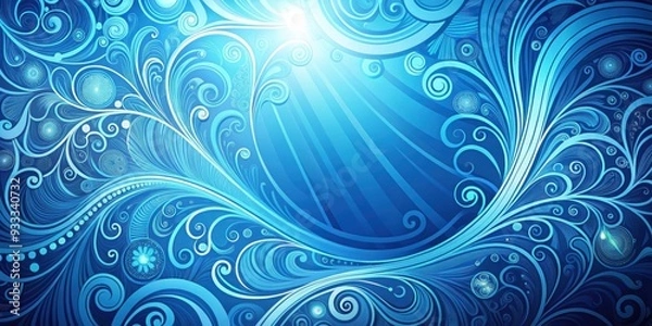 Fototapeta Abstract blue background with swirling patterns , abstract, blue, background, design, texture, pattern, digital, wallpaper