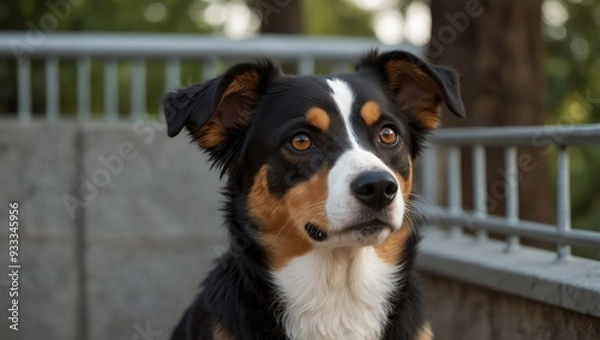 Obraz black and white dog