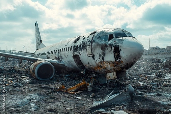 Obraz Airplane Crash Aftermath and Wreckage