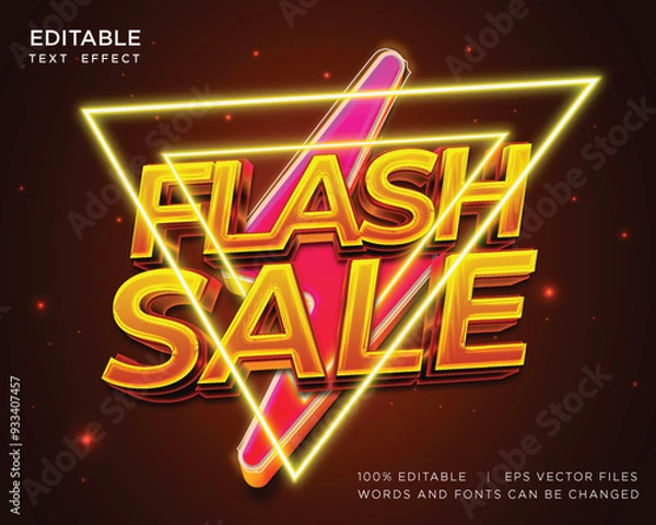 Fototapeta 3d editable neon flash sale text effect