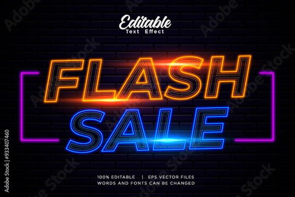 Fototapeta 3d editable neon flash sale text effect