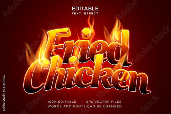 Fototapeta fried chicken editable text effect design