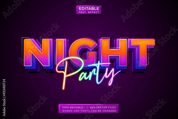 Obraz night club neon 3d editable text effect