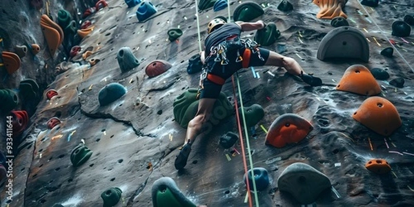 Obraz Person climbing in indoor climbing wall