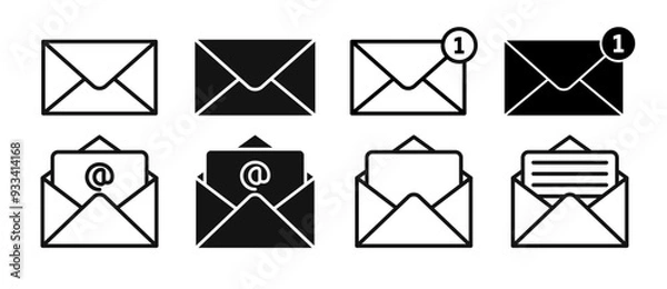 Fototapeta email vector icon set. mail post vector symbol. letter message envelope sign in black color. suitable for apps and websites Ui designs