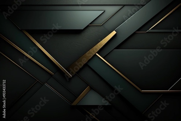 Fototapeta Abstract black and gold geometric background.
