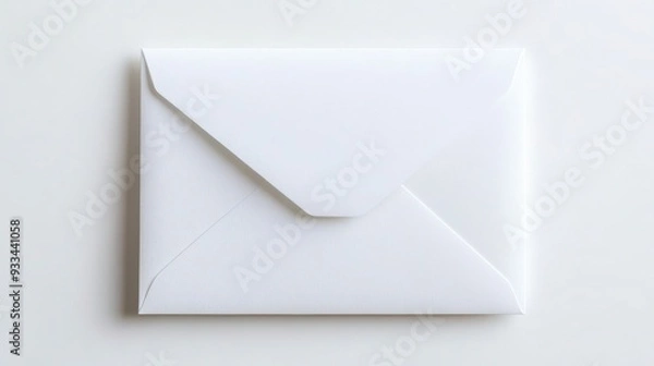 Fototapeta Close-Up Shot of Blank White Envelope on White Background with Copy Space