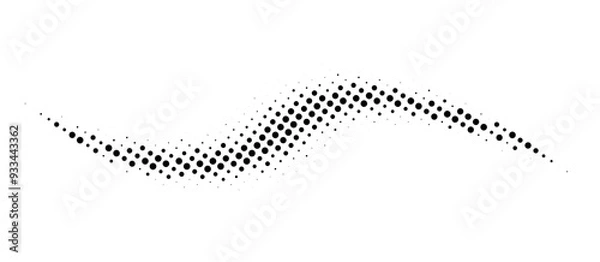 Fototapeta Halftone black wave. Vector illustration. Halftone circle dots pattern.