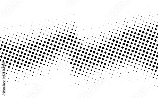 Fototapeta Halftone rhythm black wave. Vector illustration. Halftone circle dots pattern.
