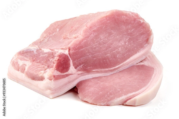 Obraz Chilled pork ham, isolated on white background. High resolution image.