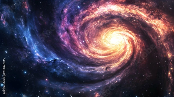 Fototapeta Spectacular outer space background ,Nebula's Luminous Canvas: A Cosmic Masterpiece of Detailed image of a spiral galaxy vortex showcasing swirling .Swirling Colors and Distant Stars,space background
