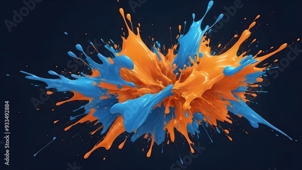 Obraz orange ink splashes on black background