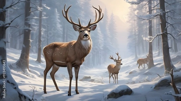 Obraz deer in snow