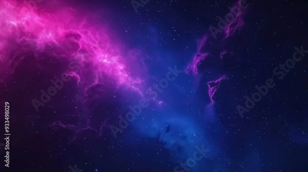 Fototapeta A cosmic galaxy gradient blending deep blues, purples, and magentas with subtle touches of stardust and light, creating a sense of wonder and infinity