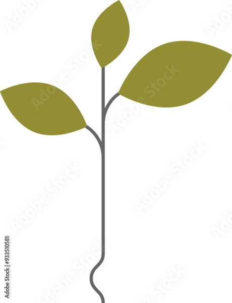 Fototapeta A simple illustration of a tiny tree sapling with a visible root, symbolizing growth and potential.