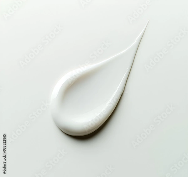 Obraz A single, small drop of white cosmetic cream on the surface of a flat and smooth white background