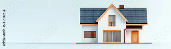 Fototapeta A modern house showcasing minimalist architecture and sleek design, ideal for concepts of home and contemporary living.