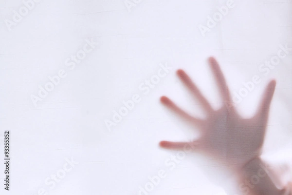 Obraz Hand silhouettes behind curtain foreground