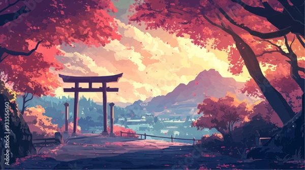 Obraz Landscape Vector - Relaxing Japanese Style